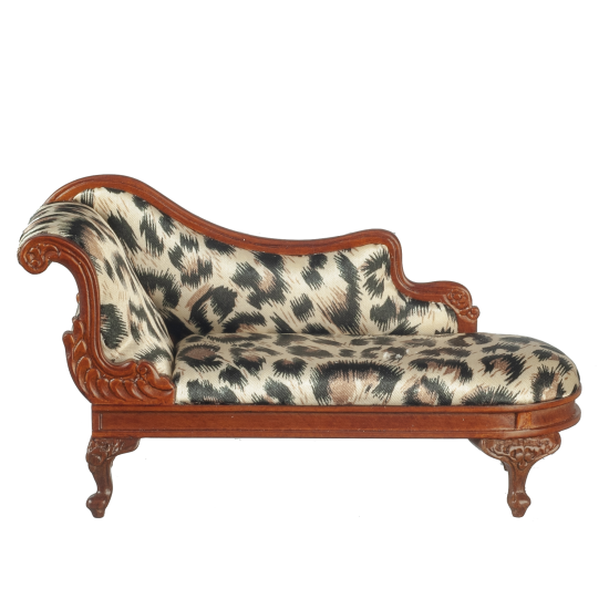 (image for) Chaise Lounge Victorian French Rococo - Walnut - Leopard Print