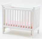 (image for) Slatted Nursery Crib - White - Pink Fabric