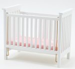 (image for) Slatted Nursery Crib - White - Pink Fabric