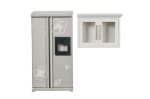 (image for) Kitchen Refrigerator & Cabinet Set - Silver & White