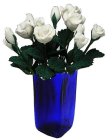 (image for) White Roses in Blue Square Vase 12pc