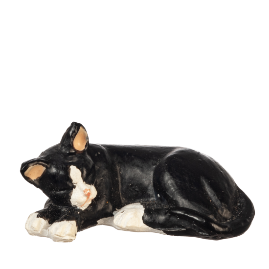 (image for) Left Laying Black And White Cat