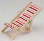 (image for) Multi Color Striped Beach Chair in Natural Wood - Red