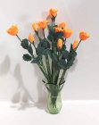 (image for) 12pc Apricot Roses w/ Green Ruffled Vase