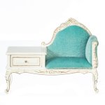 (image for) Telephone Table w/ Attached Upholstered Chair - White