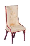 (image for) High Back Upholstered Side Chair - Cream - Mahogany