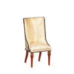 (image for) High Back Upholstered Side Chair - Cream - Walnut