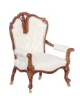 (image for) Victorian Armchair White & - Walnut