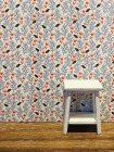 (image for) Small Bird w/ Orange Flowers Dollhouse Wallpaper 3pc