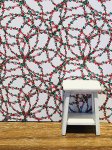 (image for) Vines w/ Red Flowers Dollhouse Wallpaper 3pc