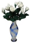 (image for) White Roses in Blue Striped Vase 12pc