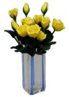 (image for) Yellow Roses in Blue Striped Square Vase 12pc