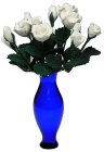 (image for) White Roses in Blue Classic Vase 12pc