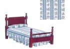 (image for) Mahogany Single Bed - Blue Floral