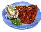 (image for) T-Bone Steak Baked Potato & Peas on Plate