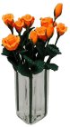 (image for) Apricot Roses in Green Striped Square Vase 12pc