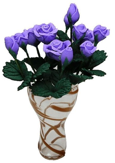 (image for) Purple Roses in Brown Striped Ruffle Vase 12pc