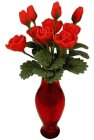 (image for) Red Roses in Red Classic Vase 12pc