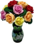 (image for) Multicolored Roses in Glass Floral Vase 12pc