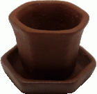 (image for) Small Hexagonal Dark Clay Pot w/ Saucer