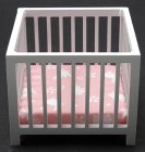 (image for) Baby Playpen - White - Pink Fabric