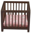 (image for) Baby Playpen - Walnut - Pink Fabric