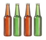 (image for) Green & Brown Beer Bottles Plastic 4pc