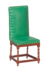 (image for) Farthingdale Leather Side Chair - Green & Walnut