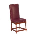 (image for) Farthingdale Leather Side Chair - Red & Walnut