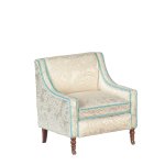 (image for) Vintage Fauteuil Upholstered Chair - White Paisley Print