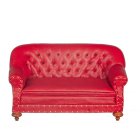 (image for) Red Leather Club Sofa - Walnut