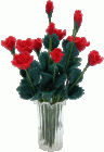 (image for) Red Roses in Clear Ribbed Vase 12pc