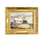 (image for) Framed Horses Picture - Gold