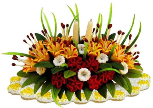 (image for) Yellow Lily Centerpiece on White Doily