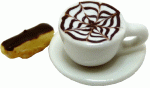 (image for) Cappuccino w/ Chocolate Dipped Biscotti on Saucer