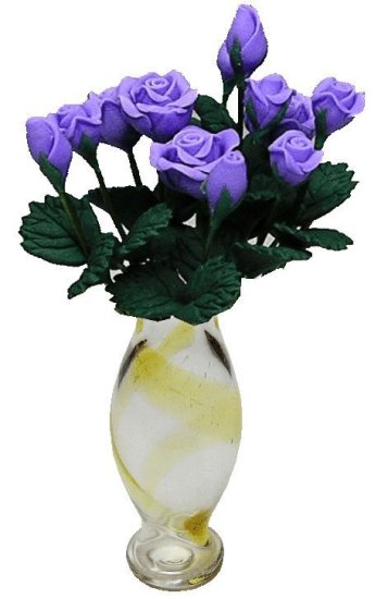 (image for) Purple Roses in Amber Striped Vase 12pc