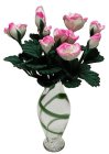 (image for) Pink & White Roses in Green Striped Vase 12pc