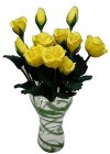 (image for) Yellow Roses in Green Striped Ruffle Vase 12pc