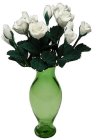 (image for) White Roses in Green Ginger Vase 12pc