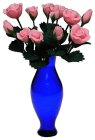 (image for) Pink Roses in Blue Classic Vase 12pc