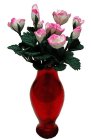 (image for) Pink & White Roses in Red Classic Vase 12pc