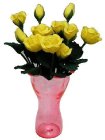 (image for) Yellow Roses in Pink Ruffled Vase 12pc