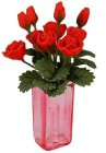 (image for) Red Roses in Pink Sqaure Vase 12pc