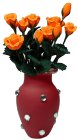 (image for) Apricot Roses in Red Jeweled Vase