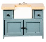 (image for) Kitchen Sink Cabinet - Blue & Oak