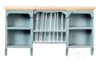 (image for) Kitchen Plate Holder Wall Cabinet - Blue & Oak