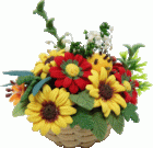 (image for) Sunflower Arrangement in Basket White & Yellow