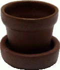 (image for) Small Dark Round Clay Pot w/ Drip Saucer