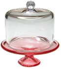 (image for) Pink Glass Cake Stand on Pedestal