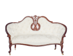 (image for) Queen Anne Upholstered Settee - Walnut & White